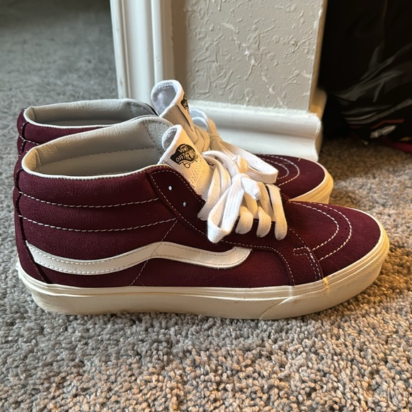 Vans sk8 hi mid burgundy skating shoes sz 8 men’s - Picture 3 of 5